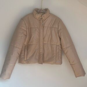 NWOT Nude Faux Leather Puffer Jacket